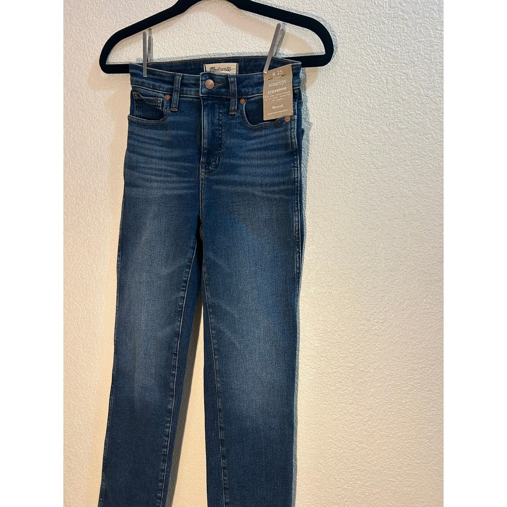Madewell Curvy Stovepipe Jeans Dark Wash High Rise Denim NN571 Size 25 NWT